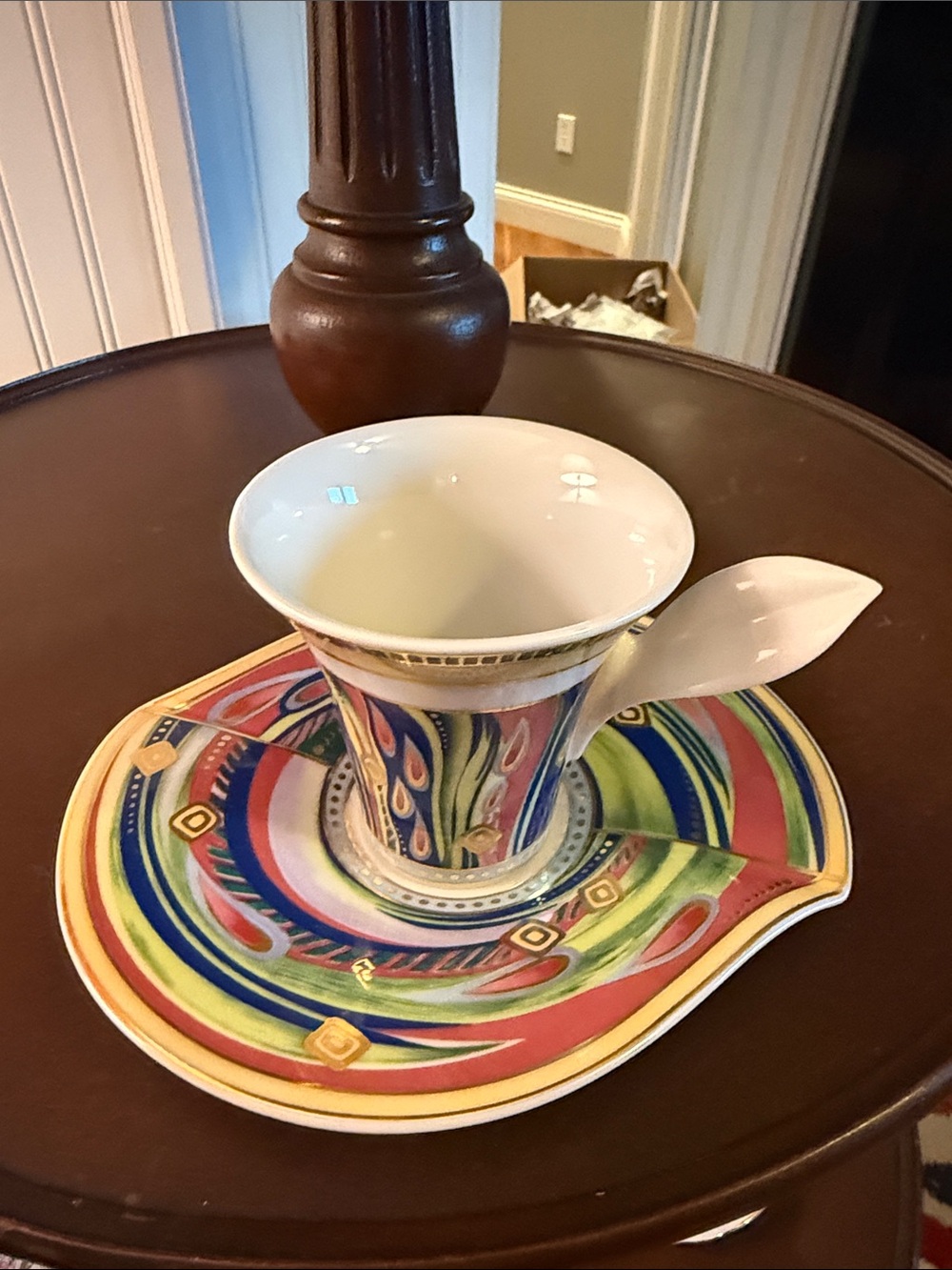 Rosenthal Versace Multicolor Abstract Porcelain teacup with Saucer